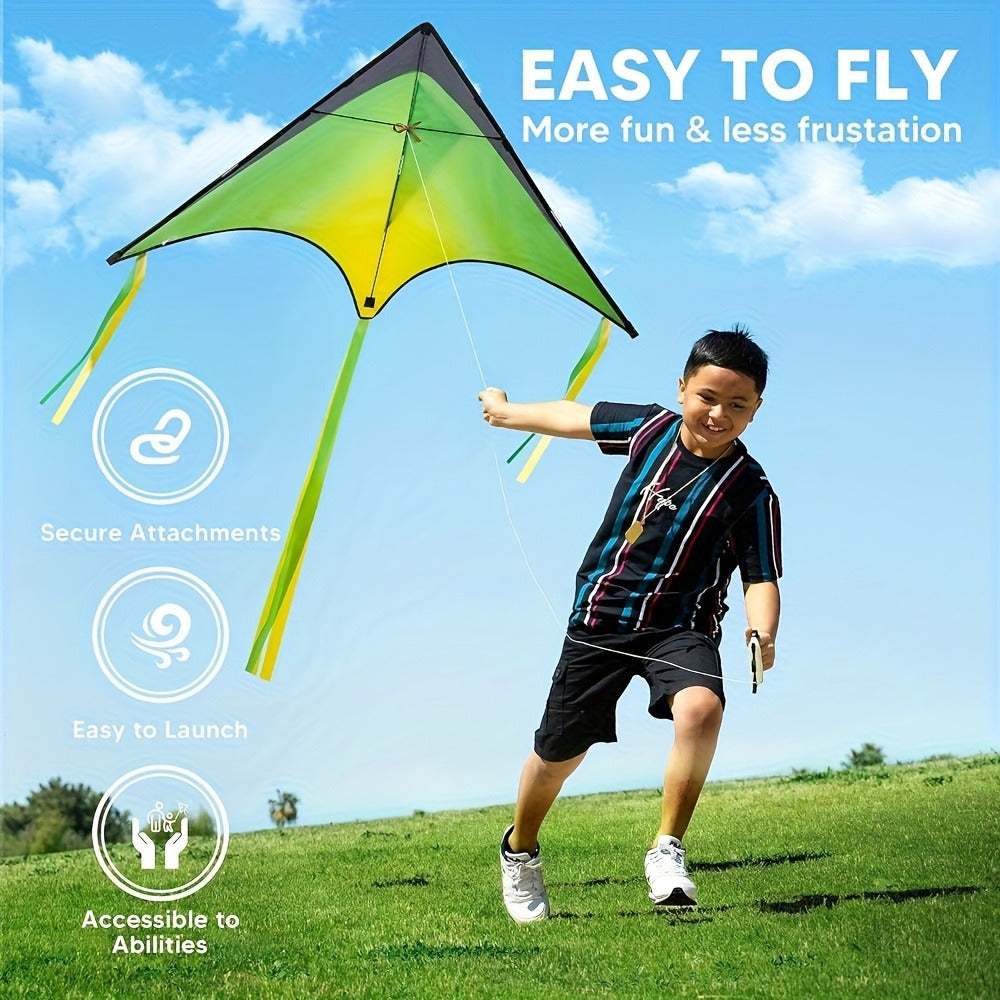 Large Delta Kite 3 Pack for Kids & Adults – Gradient Easy-to-Fly Kites with 58-Inch Wingspan & 262.5 Ft String, Stable in Light Wind | Best Outdoor Beach Park Gift for Boys and Girls
