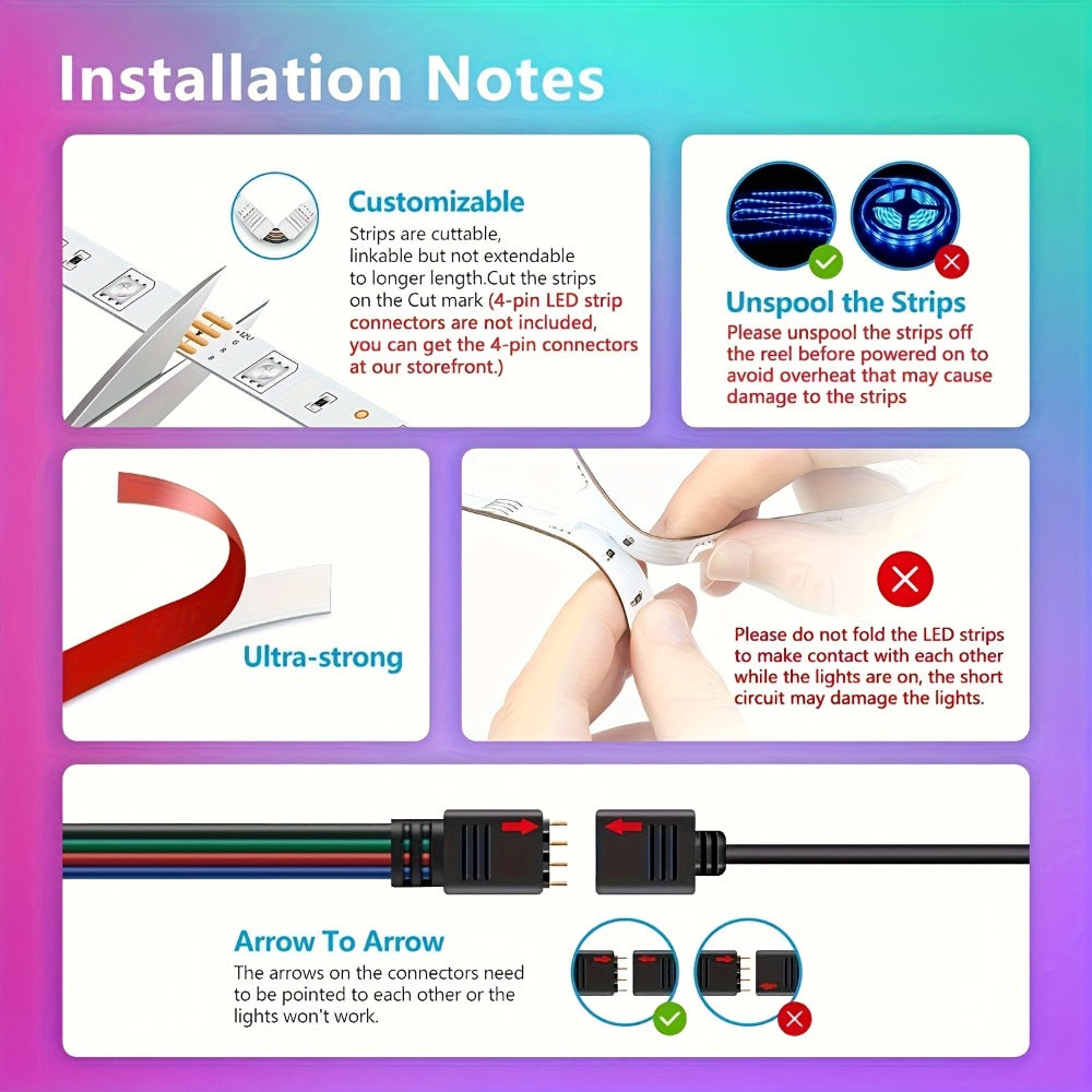 RGB LED Strip Lights Music Sync 5050 Color Changing LED Lights for Bedroom with App Remote Control 40 Key IR 16 Million Colors Dimmable Smart LED Light Strip Kitchen Gaming Room Party Decor 10m 20m 30m