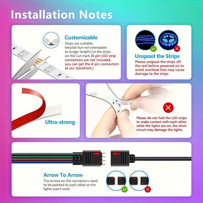 RGB LED Strip Lights Music Sync 5050 Color Changing LED Lights for Bedroom with App Remote Control 40 Key IR 16 Million Colors Dimmable Smart LED Light Strip Kitchen Gaming Room Party Decor 10m 20m 30m