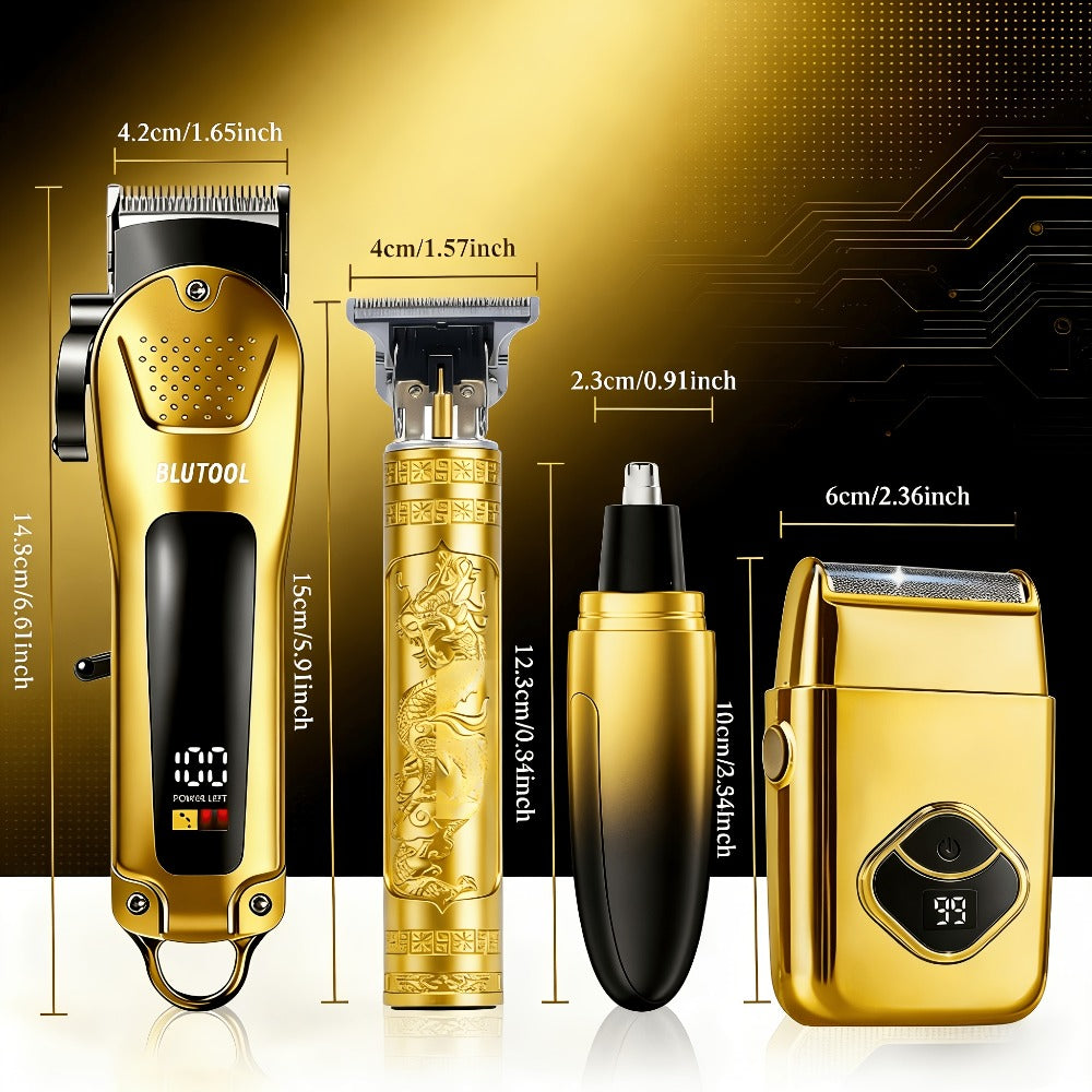 Men's Grooming Kit Hair Clipper & Electric Shaver USB Rechargeable Cordless LED Display – Precision Beard Trimmer Face Shaver Set for Hair Trimming Styling, Grooming Gift for Dad Husband Boyfriend