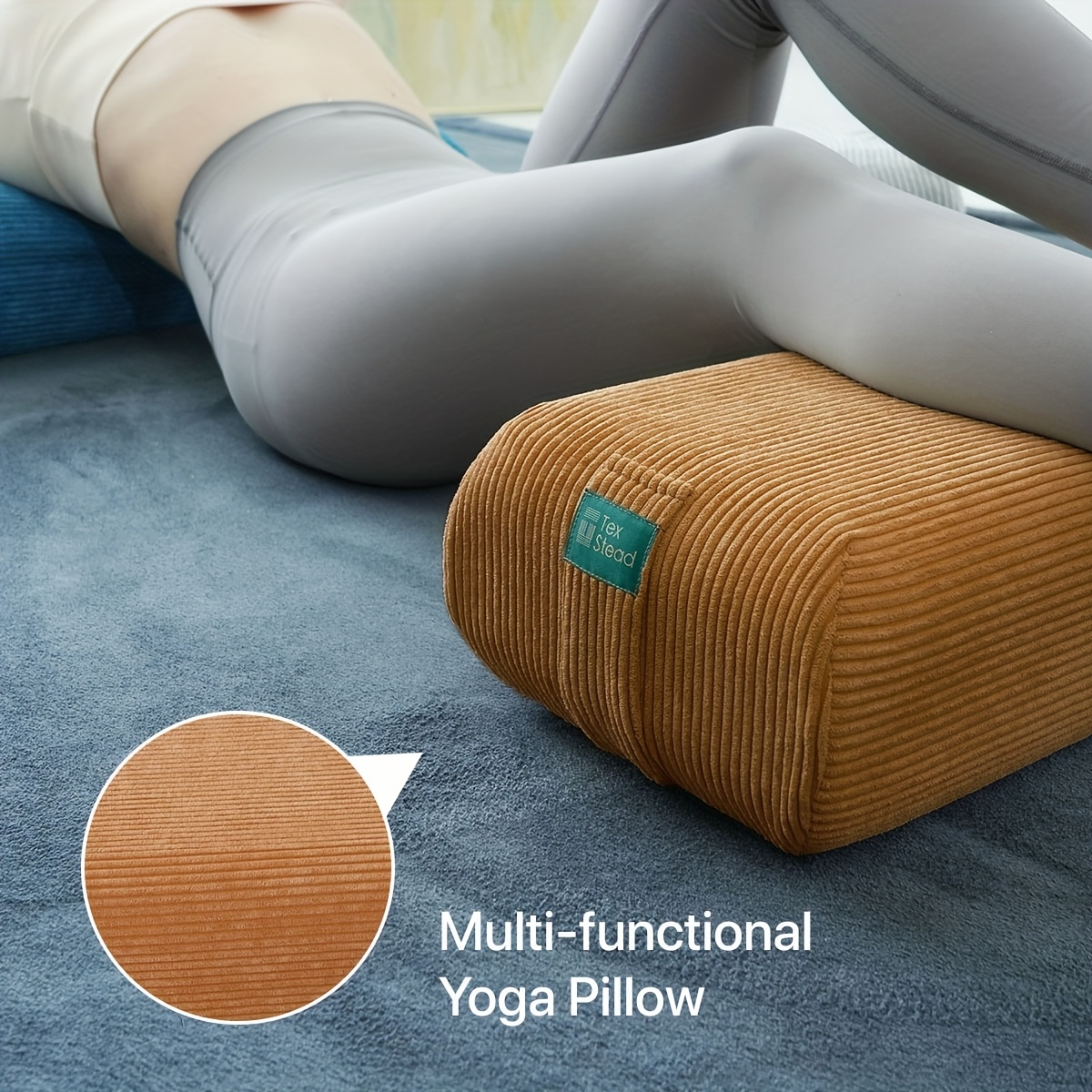 Yoga Bolster Pillow – Long Supportive Cushion for Restorative Yoga & Floor Sitting, Carry Handle & Machine Washable Cover for Meditation & Relaxation