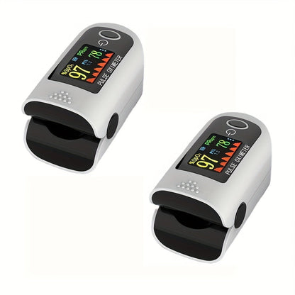 Fingertip Pulse Oximeter 2-Pack, Digital Blood Oxygen Saturation Monitor with SpO2 Heart Rate & Perfusion Index Display, Battery-Powered Portable Finger Oximeter for Home Use & Sports, Black or Blue