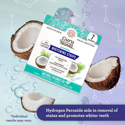 Hydrogen Peroxide Whitening Strips 7-Day Treatment — Non-Slip Dry Strip Technology with Coconut Oil Formula, Removes Coffee Wine & Smoking Stains, Easy Peel-Off for Brighter Smile, Enamel Safe
