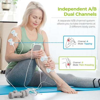 TENS EMS Dual Channel Muscle Stimulator Massager – 8 Electrodes for Back, Shoulder & Knee Pain Relief, Muscle Recovery, Portable Electric Pulse Therapy Device