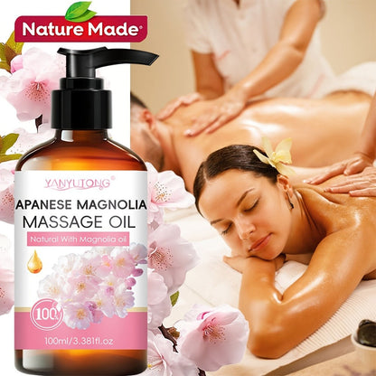 Cherry Blossom Couples Massage Oil with Glycerin 100ml - Nourishing Hydrating Aromatherapy Body Oil Natural Relaxing Floral Scent All Skin Types