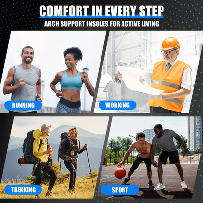 Arch Support Insoles for Men & Women – Heavy Duty Shoe Inserts for Flat Feet, Shock Absorption, Plantar Fasciitis Relief, Work Boots, Hiking & Standing All Day