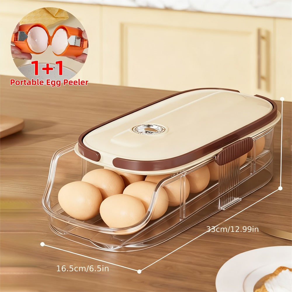 Egg Organizer for Refrigerator, Multi-Layer Auto-Rolling Egg Rack with Large Capacity – Space-Saving Egg Storage Dispenser for Fridge, Cabinet & Countertop, Ideal for Busy Families