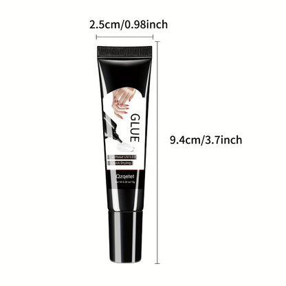 Quick-Dry Nail Glue 4-Pack Strong Hold Gel Formula — Press On Nail Adhesive for Acrylic Nails Gems Rhinestones Nail Art, Precision Tip Long Lasting Manicure Glue 10g Each