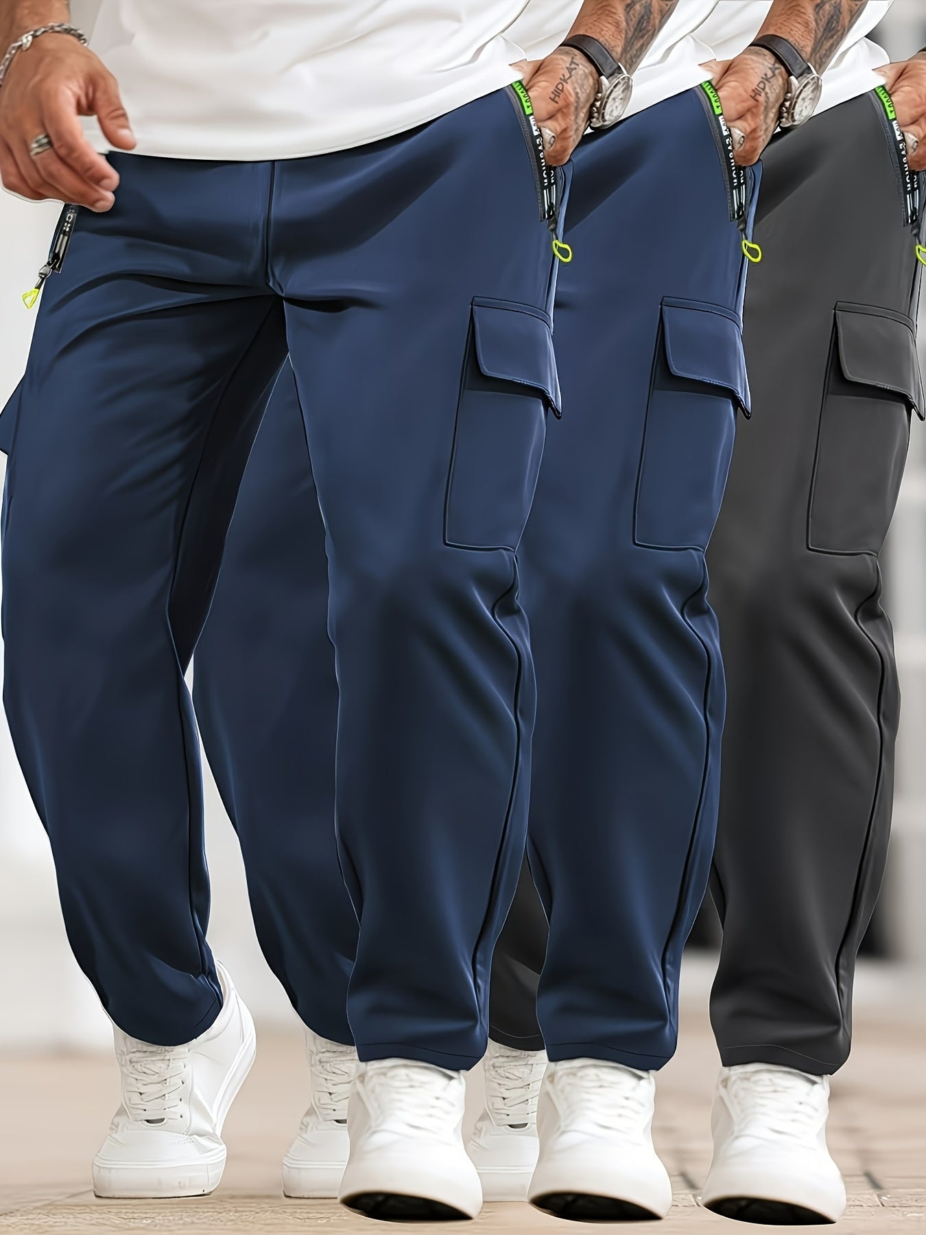 Men's Casual Pants - Elastic Waist With Pockets
