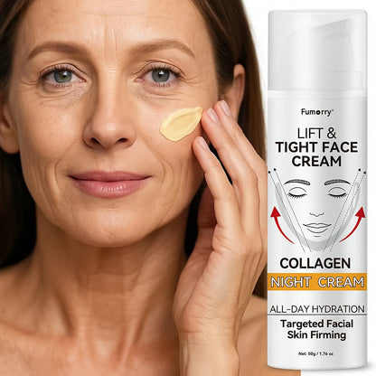 Snail Mucin Collagen Night Cream Firming Lifting Tightening Hydrating Moisturizing Anti-Aging Face Cream Soft Elastic Skin All Skin Types Women 50g 1.76oz