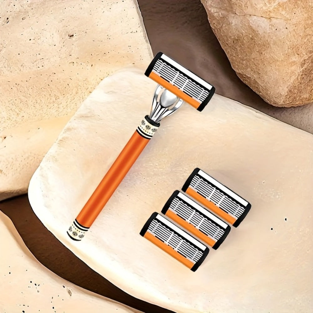 Double Edge Safety Razor Set for Men with 2 Handles & Stainless Steel Replacement Blades — Barber-Quality Close Shave Manual Shaving Kit, Reusable Eco-Friendly Razor, 24/36/54/72 Blade Options