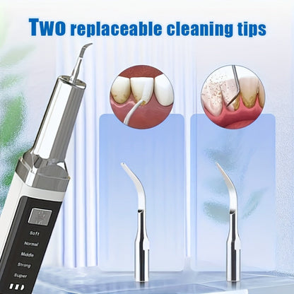 Electric Teeth Cleaner Kit with 2 LED Lights & Mirror – 5 Adjustable Modes, 2 Replaceable Heads, Type-C Rechargeable Dental Plaque Remover & Tartar Scraper for Home Teeth Cleaning