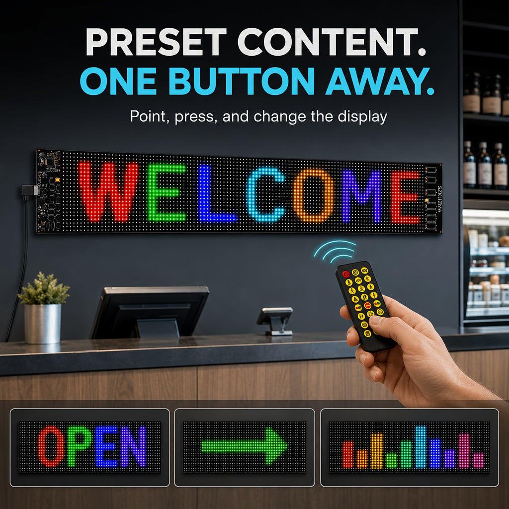 Programmable LED Signs, Flexible And Flexible LED Display, Mobile App Programming Text, Adjustable Screen Brightness, USB Power Supply, With Remote Control, Suitable For Store Signboards, Cars, Concerts, Holiday Party Decorations And Gifts