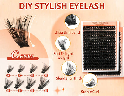 100D Volume Cluster Lashes DIY Individual Lash Extension Kit – Soft Reusable Single Clusters for Full Thick Dramatic Lash Look, Beginner & Pro Friendly Home Salon Use