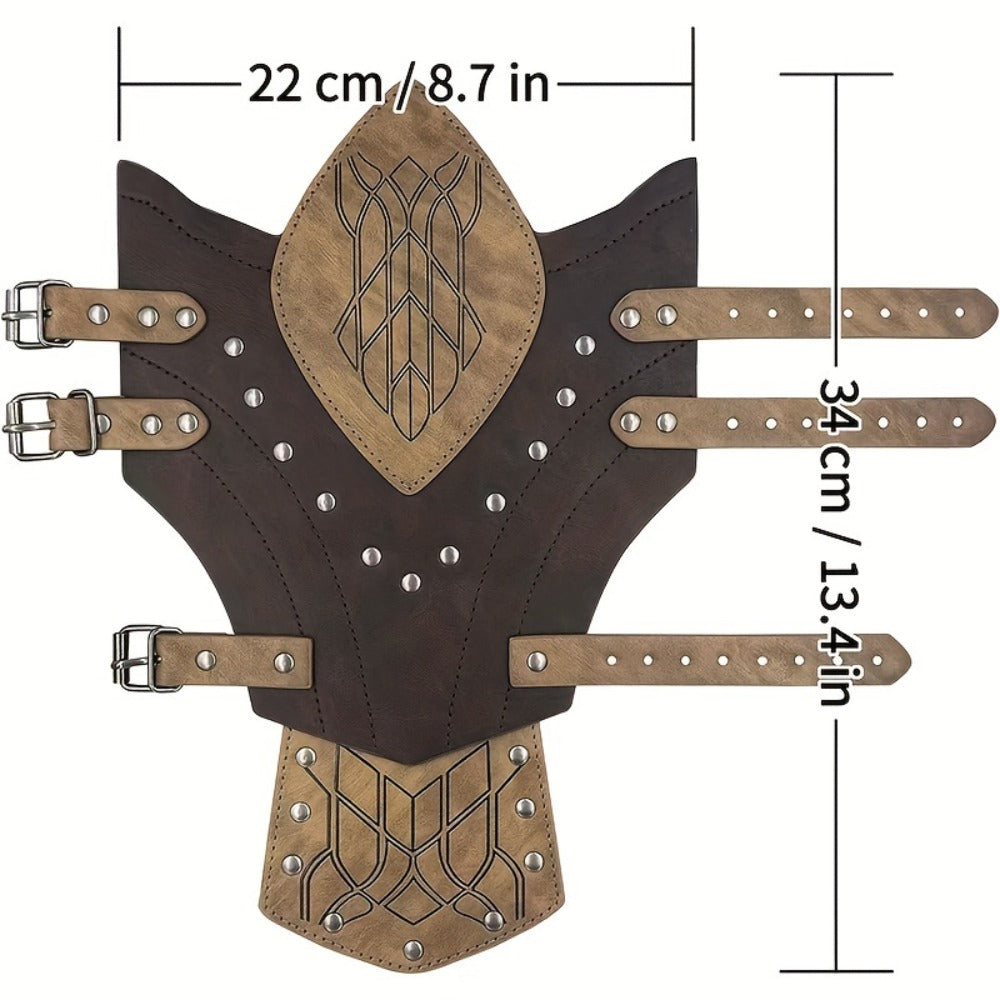 Elf Arm Guards 2pcs Medieval Embossed Faux Leather Fantasy Buckle Armor – Halloween Knight Gloves LARP Cosplay Renaissance Faire Role Play Costume Prop, Black