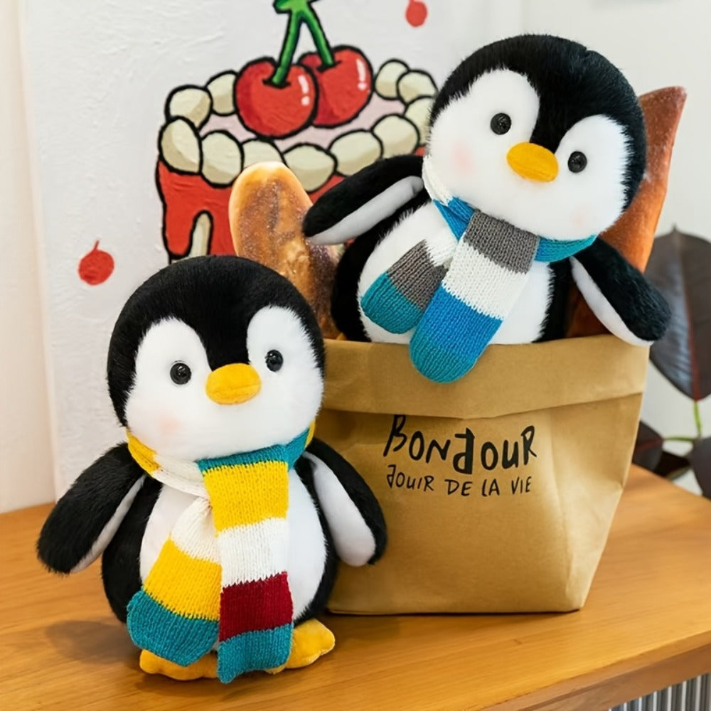 Penguin Stuffed Animal Plush Toy with Scarf – Cute Soft Penguin Plush Doll for Desktop Sofa Shelf Decor, Birthday Valentine's Day Thanksgiving Christmas Gift for Kids & Adults