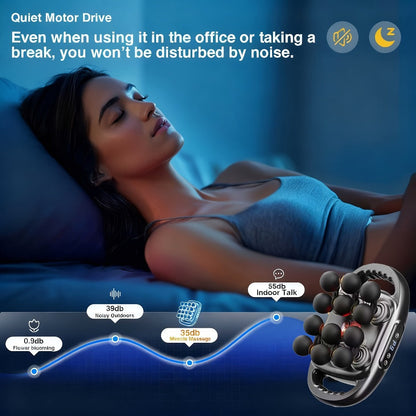 Handheld Massage Gun with Multiple Heads – 9 Modes 9 Intensity Levels USB-C Rechargeable Percussion Massager with Storage Case & Smart Timer, Deep Tissue Muscle Relief for Home Gym & Sports Recovery