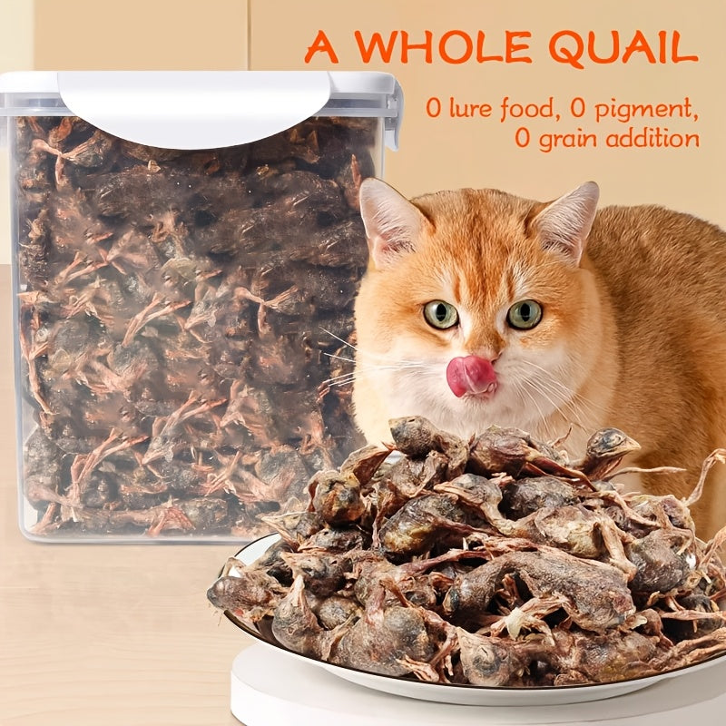 Air-Dried Whole Quail Cat Treats 70g - High Protein Natural Raw Diet Snack, Ready to Serve, No Cooking Required, Cleaned & Prepared for Cats & Kittens