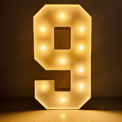 Giant LED Number Light 28.7 Inch Warm White – Illuminated Number Balloon Frame for Birthday Anniversary Graduation Party, PS Foam Board Digit Stand Photo Backdrop Decoration