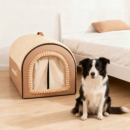 Dog Bed Cat Bed Enclosed Pet Tent House - All-Season Soft Washable Cave Bed with Non-Slip Bottom, Cozy Puppy Kennel for Small Medium Large XL Dogs and Cats, Easy Clean Removable Cushion, 4 Sizes Available