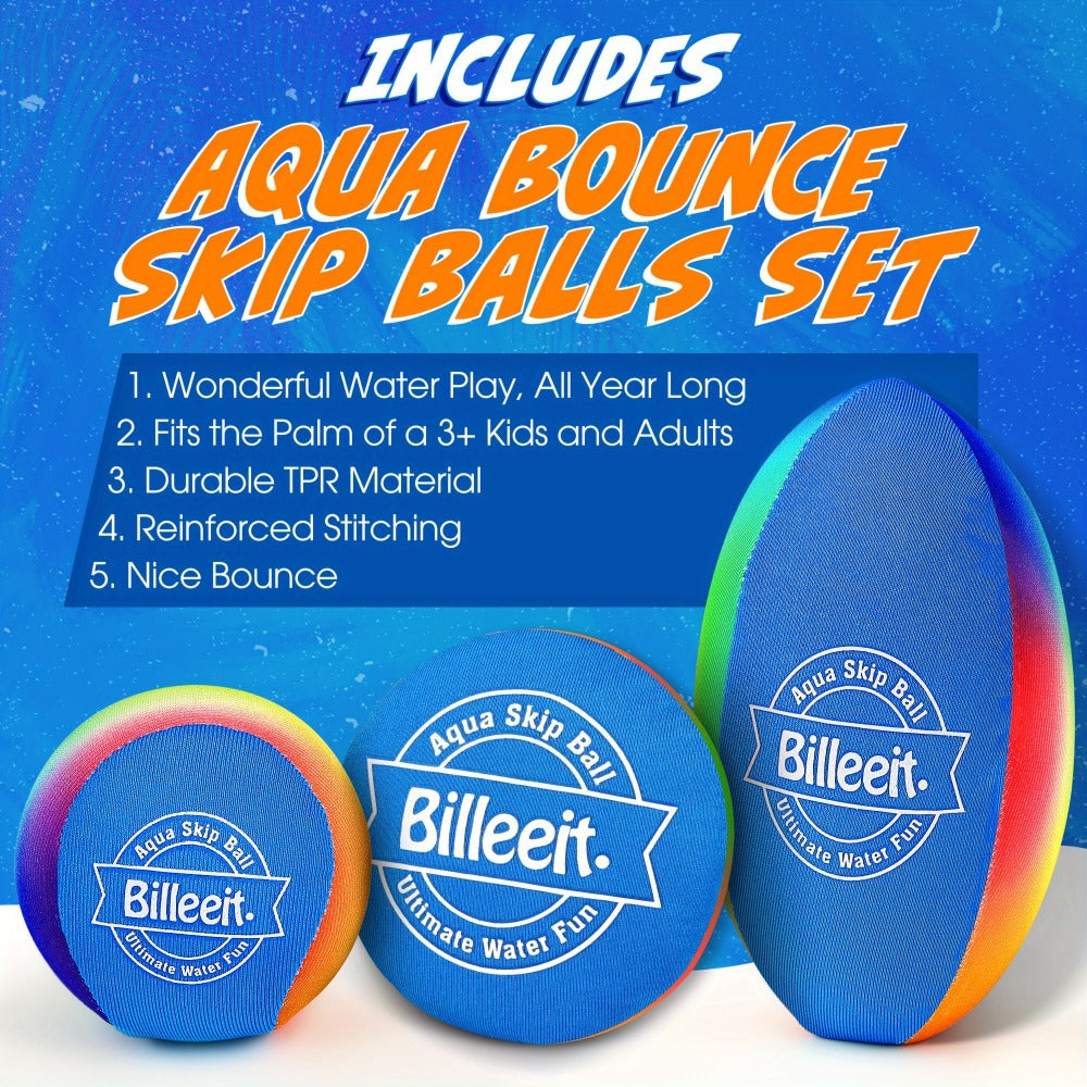 Water Bouncing Balls Set of 5 with Mesh Bag – Colorful Skipping Water Balls for Pool Beach Lake Outdoor Play, Summer Water Toy for Kids Ages 3+ & Adults, Birthday Party Gift