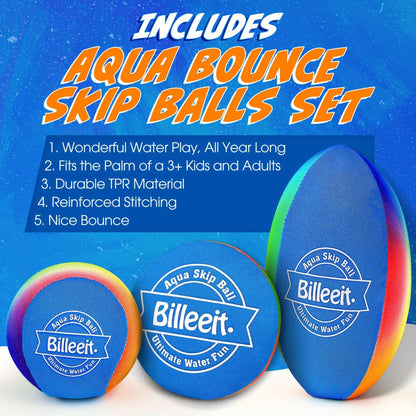 Water Bouncing Balls Set of 5 with Mesh Bag – Colorful Skipping Water Balls for Pool Beach Lake Outdoor Play, Summer Water Toy for Kids Ages 3+ & Adults, Birthday Party Gift
