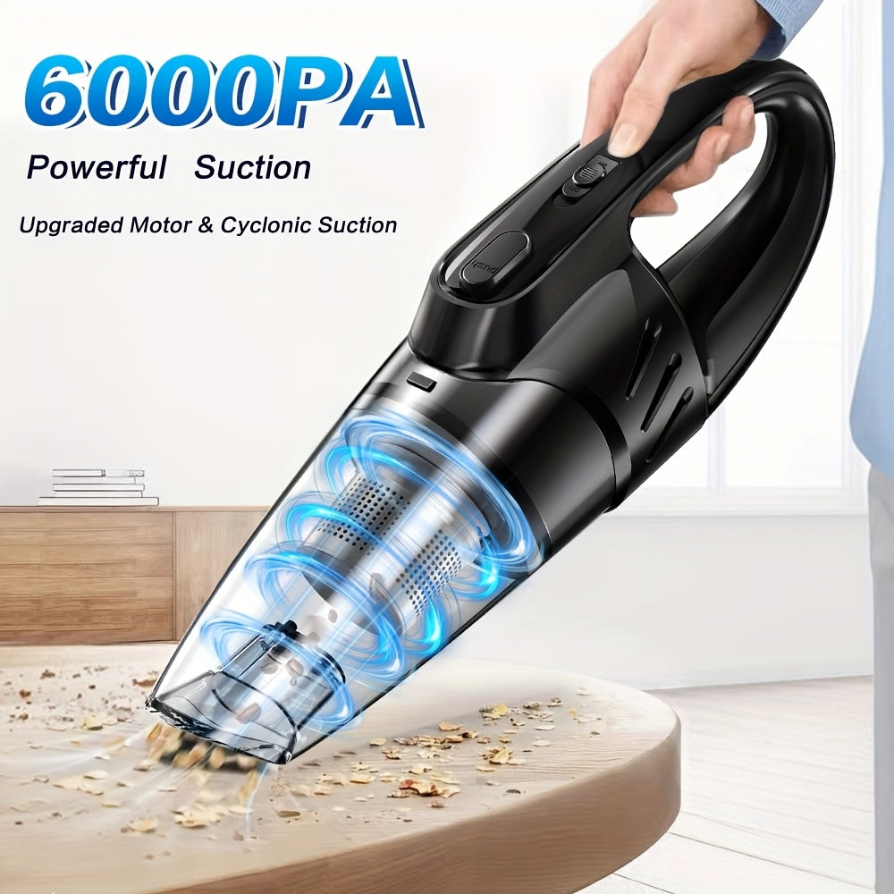 Car Vacuum Cleaner, 6000PA Super Strong Suction Handheld Vacuum, 2000mAh Large Capacity, Low Noise, Comes with Five Matching Accessories, for Car Interiors, Home, and Pet Cleaning, Pink Girly Car Accessories Gift for Women