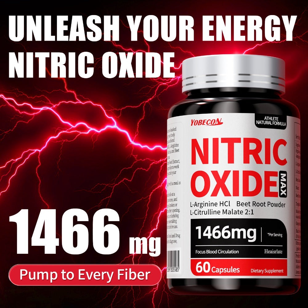 Nitric Oxide Supplement 10-in-1 with L-Arginine, L-Citrulline, AAKG & Beetroot - Blood Flow, Endurance & Energy Booster for Men and Women - Pre-Workout Performance Formula