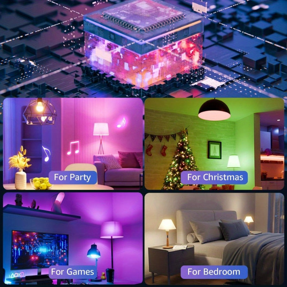 Smart Light Bulbs RGB Color Changing, WiFi A19 E26 LED Bulb Works with Alexa & Google Home, 2.4GHz Dimmable 800LM 60W Equivalent, Music Sync Voice Control App Remote, for Bedroom Party Home Decor