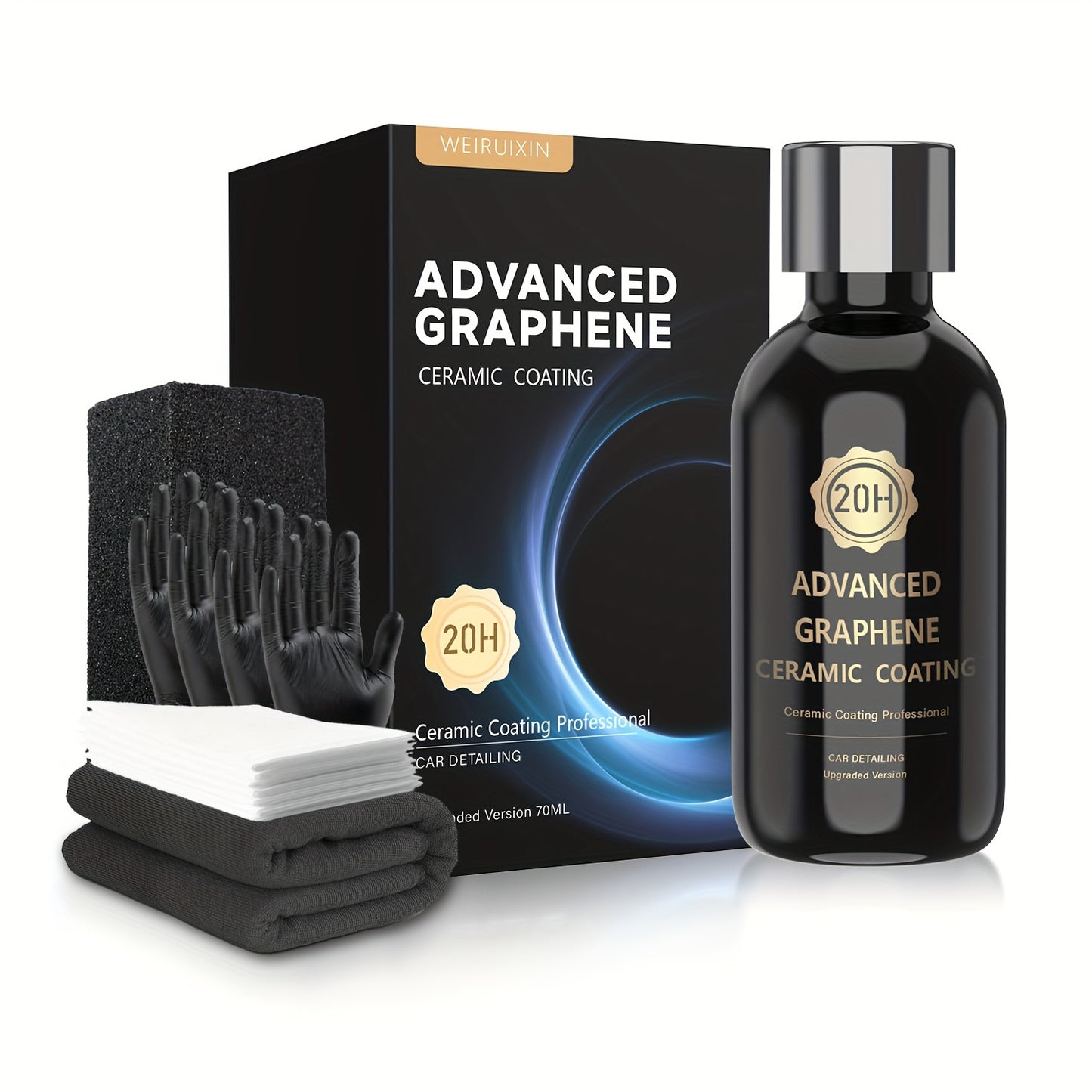 [Advanced Graphene Coating] Ultra High Gloss 20H Advanced Graphene Ceramic Coating for Cars, Ceramic Car Auto Detailing Kit (70ml) - 10+ Years Of Long Lasting Protection, Apply After Car Wash & Paint Correction