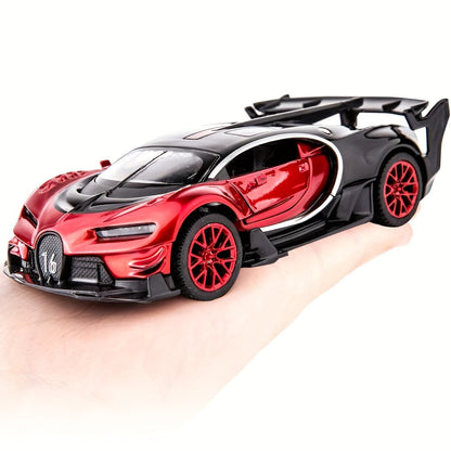 1:32 Vision GT Supercar Die-Cast Pull-Back Toy Car with Lights & Sounds – Zinc Alloy Model Car for Kids & Collectors, Red, Birthday Christmas Gift