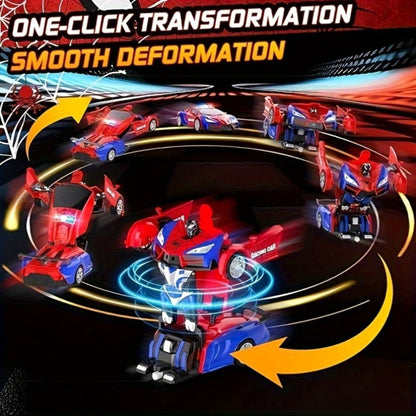 Spider Robot RC Car for Kids 1:18 with LED Lights – One-Button Transform Police Car Stunt Toy, 2.4GHz 45M Range 360° Drift Deformation Vehicle for Boys & Girls Ages 3 4 5 6, Birthday Christmas Gift