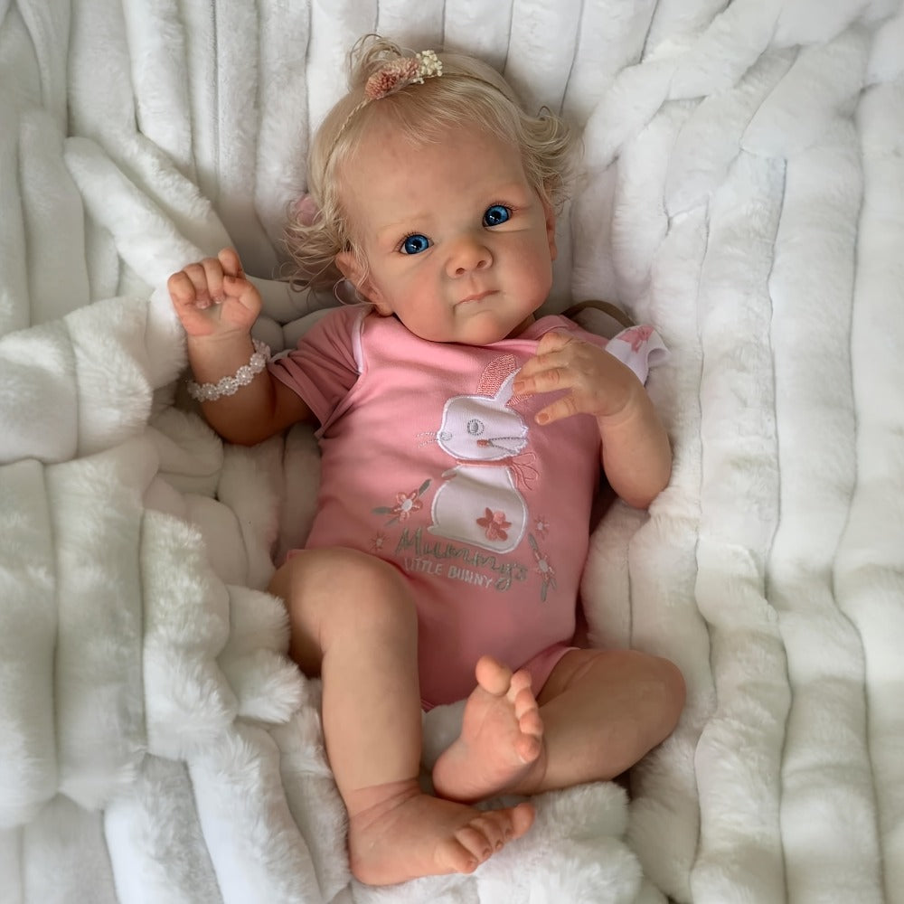 Reborn Baby Doll 16 Inch Handcrafted Newborn with Hand-Applied Eyelashes Rooted Hair Soft Cloth Body & Poseable Limbs – Includes Outfit Pacifier Diaper & Birth Certificate, Lifelike Girl Toy Gift Ages 3+ 42cm