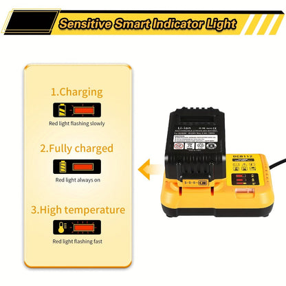 Battery Charger for DeWalt 12V 20V Max Rapid Charger Compatible with DCB120 DCB126 DCB200 DCB201 DCB208 DCB606 DCB609 DCB612 18V 20V Power Tool Battery Charger
