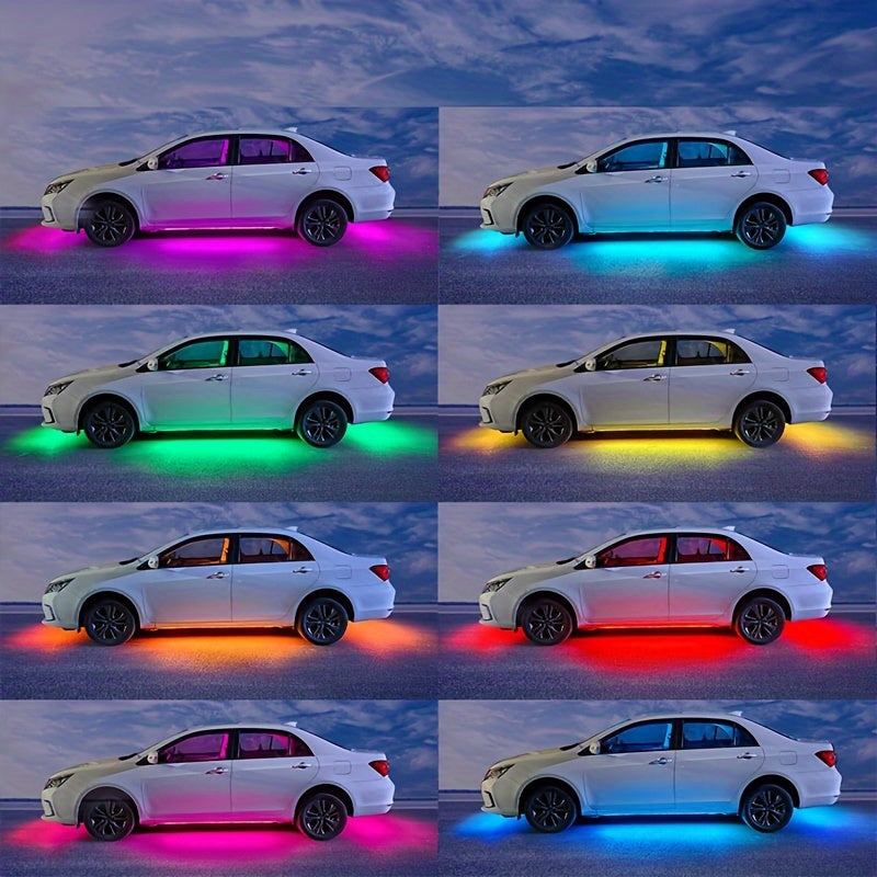 FLYANT Car Neon Accent Strip Lights, RGBIC App-Controlled Underbody Lighting, 16 Million Colors with Wireless Remote, Universal DC 12V for Car Van SUV Truck