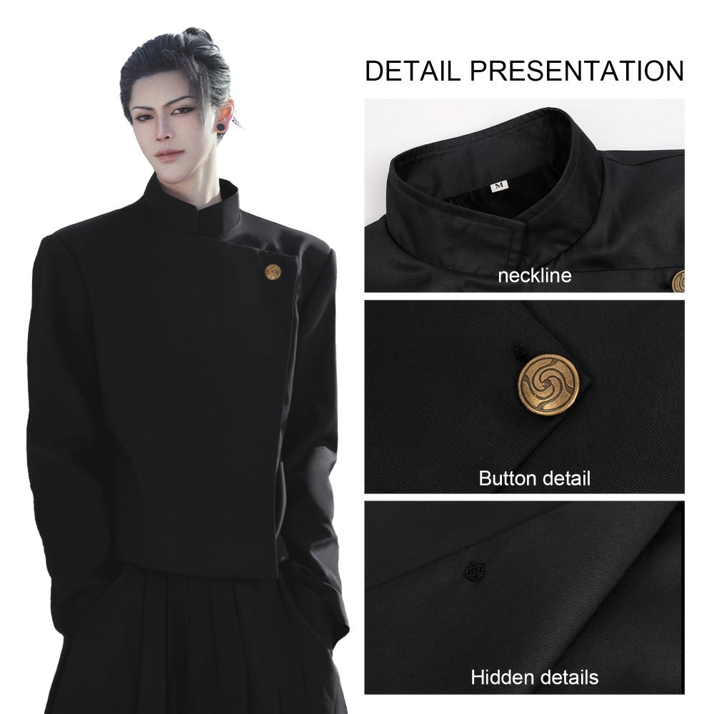 Jujutsu Kaisen Cosplay Costume Uniform – High School Satoru Gojo & Suguru Geto Outfit Set for Men, Anime Convention Halloween Gift, Sizes S to XXL