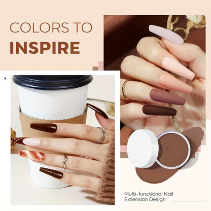 Nude Dipping Powder Set 6 Colors Light Beige Brown Neutral Shades Odorless Acrylic Nail Powder for French Manicure 3D Nail Art Extensions Carving No Lamp Gift for Women
