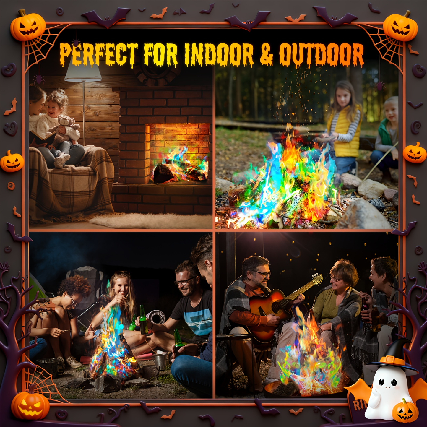 Fire Color Changing Packets 12/24pcs – Magic Colorful Flame Packets for Campfire, Fire Pit, Bonfire & Outdoor Fireplace, Fun Camping Accessories for Adults & Families
