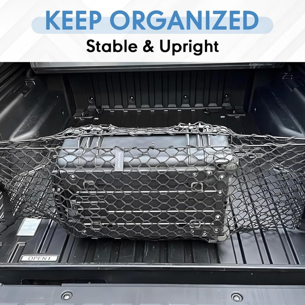 Truck Bed Cargo Net Elastic Mesh Organizer with Hooks Heavy Duty Bungee Net for Pickup Truck Bed Cargo Management Grocery Storage Secure Haul