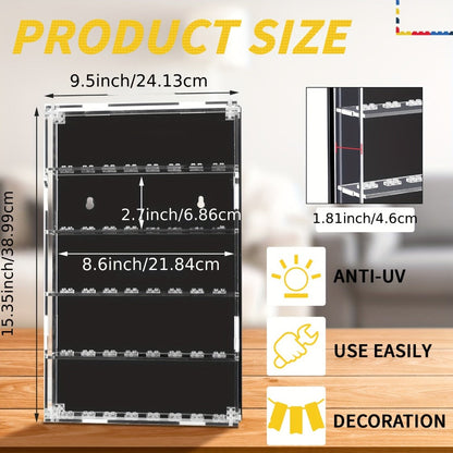 Wall Mounted Display Case 5-Tier for 40 Figurines Clear Acrylic Showcase with Built-In Stands & Mounting Hardware for Action Figures Funko Pop Anime Collectibles Mini Figures