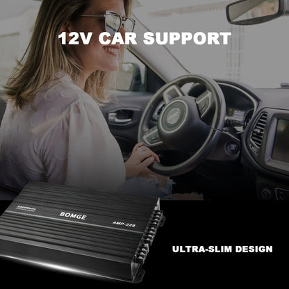 BOMGE 4-Channel Car Amplifier 2500W Max Power for Subwoofers & Speakers Full Range Class AB Vehicle Audio Amp AMP-228 AMP-268-A AMP-268-C for Car Truck SUV Sound System Upgrade