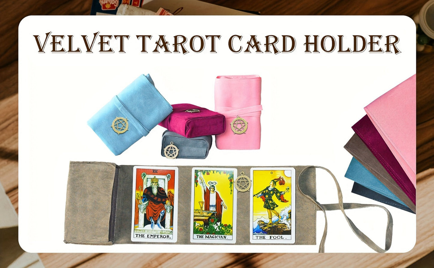 Tarot Card Bag Velvet Pouch with Retro Pendant – 5pcs Lightweight Tarot Storage Holder Set, Mystical Drawstring Bags for Tarot Cards, Crystals & Oracle Decks
