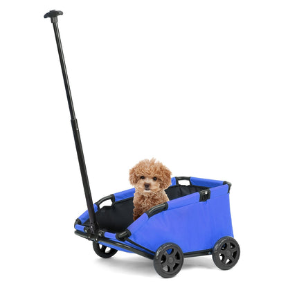 Pet Stroller for Small Dogs & Cats Foldable Mini Dog Wagon with Extendable Pull Handle, Built-In Cushion, Safety Rope & Storage Bag - Lightweight Travel Cart for Small Pets