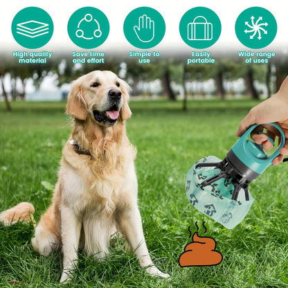 Dog Poop Scooper with Bag Dispenser – 5-Pack Portable Claw Design, Leak-Proof Waste Bags Included, Durable Plastic for Outdoor Dog Waste Pickup, Green