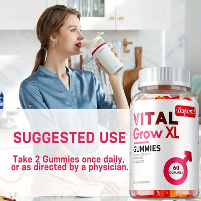 Men's Health Gummies 60 Count – Calcium, Magnesium & Sodium Formula for Muscle Support, Bone Strength & Male Vitality | Daily Wellness Gummies for Men | Vital Grow XL