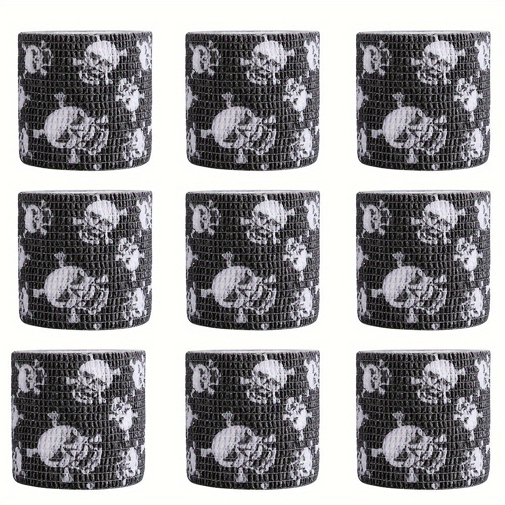 Tattoo Kit 9pcs Skull & Camouflage Temporary Tattoo Stencil Set – Body Art Accessories for Adults & Kids, No Batteries Needed