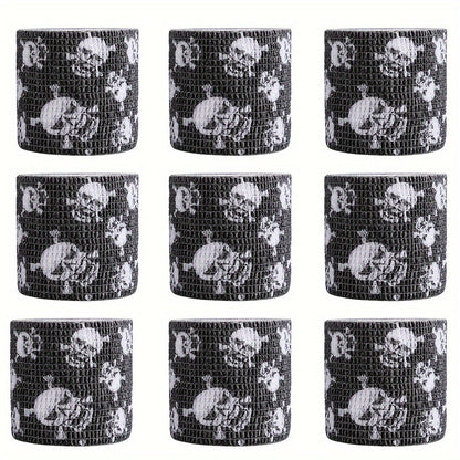 Tattoo Kit 9pcs Skull & Camouflage Temporary Tattoo Stencil Set – Body Art Accessories for Adults & Kids, No Batteries Needed