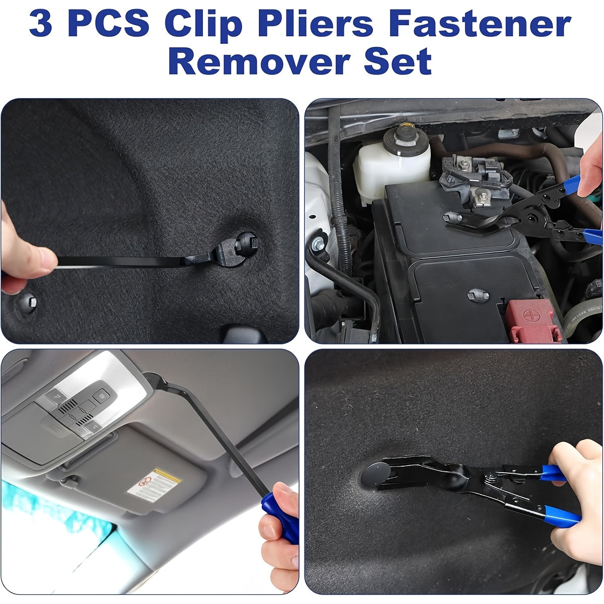 17pcs Hook and Pick Tool Set with Scraper Auto Clip Removal Plier Fastener Remover Rivets Puller Mechanic Car Trim Removal Tool Kit Gasket Telescoping Magnetic Pickup Hand Automotive Tools (Blue)