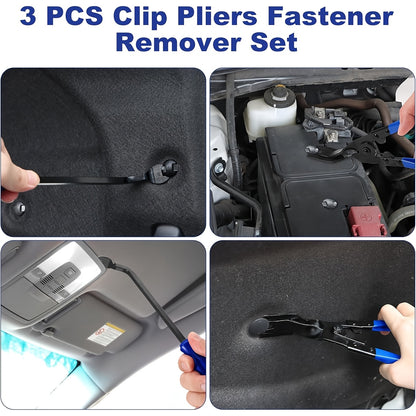17pcs Hook and Pick Tool Set with Scraper Auto Clip Removal Plier Fastener Remover Rivets Puller Mechanic Car Trim Removal Tool Kit Gasket Telescoping Magnetic Pickup Hand Automotive Tools (Blue)