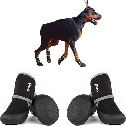 Dog Boots Waterproof Non-Slip Reflective Shoes for Medium & Large Dogs – Soft Wear-Resistant Paw Protector with Safety Reflective Tape, All-Season Dog Footwear